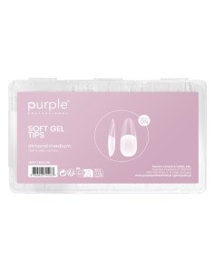 PURPLE SOFT GEL TIPS ALMOND MEDIUM HALF MATTE 600UDS