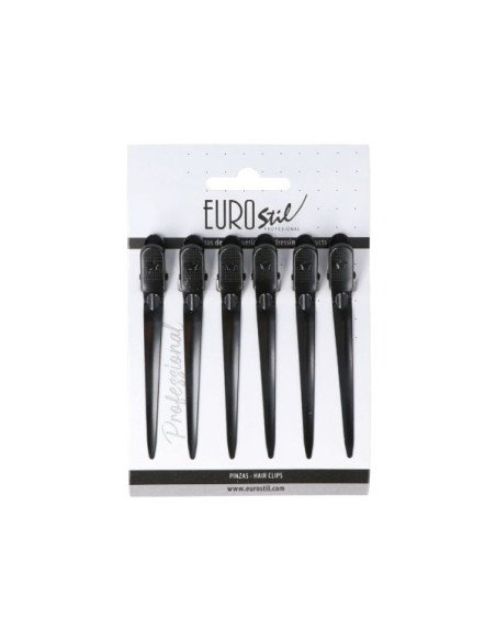 EUROSTIL PINZAS CURVADAS NEGRAS (6 UNIDADES)